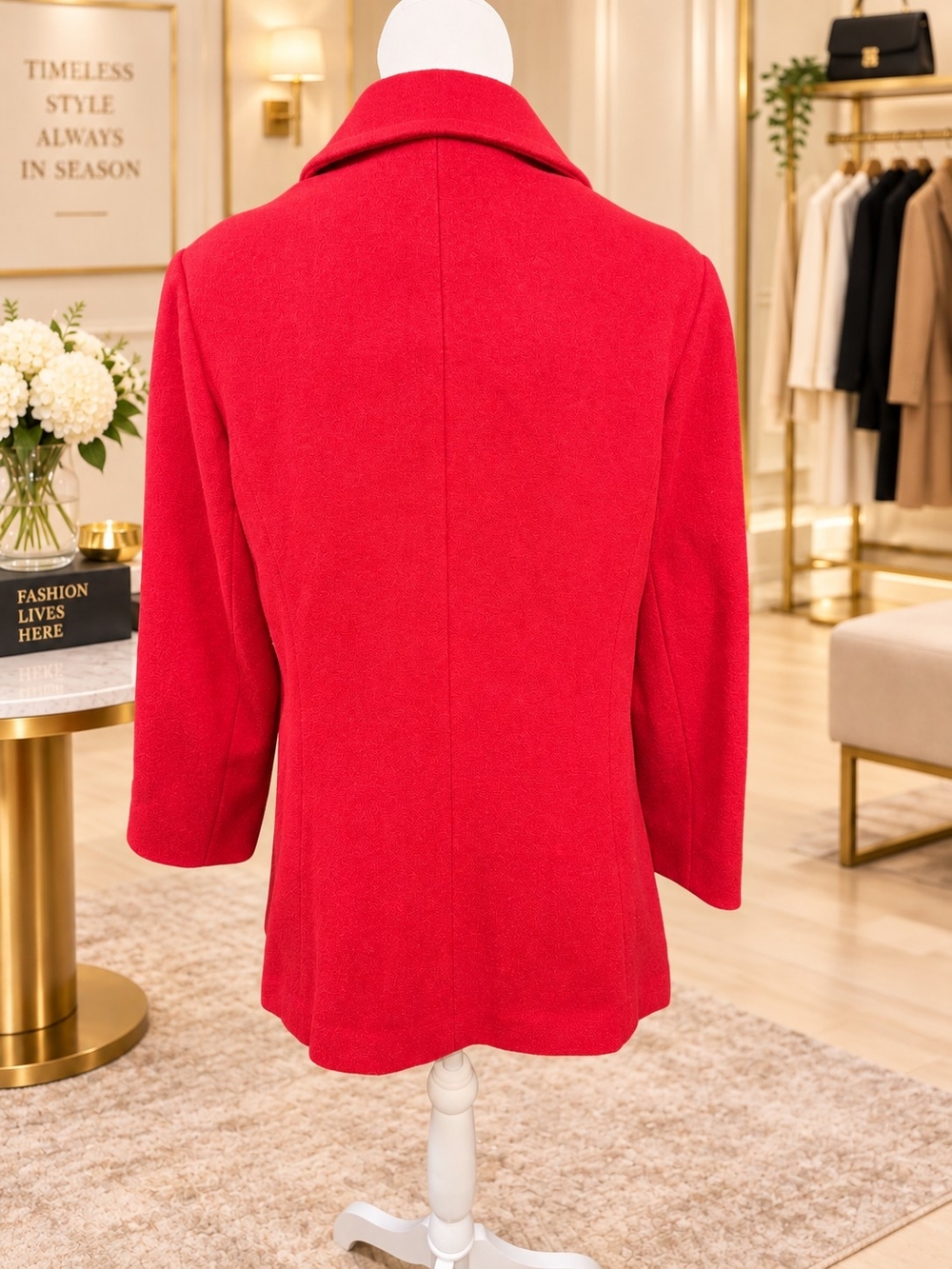 Vintage Botany 500 Red Wool Blend Double Breasted Pea Coat Made in USA - Picture 4 of 7